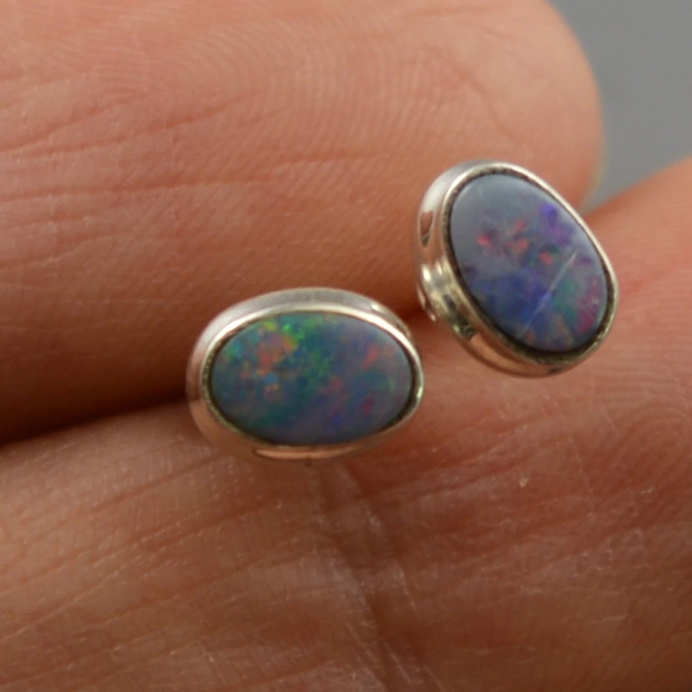 

Genuine Australian Opal 925 Sterling Silver Earrings, 1.6 g, AE2654