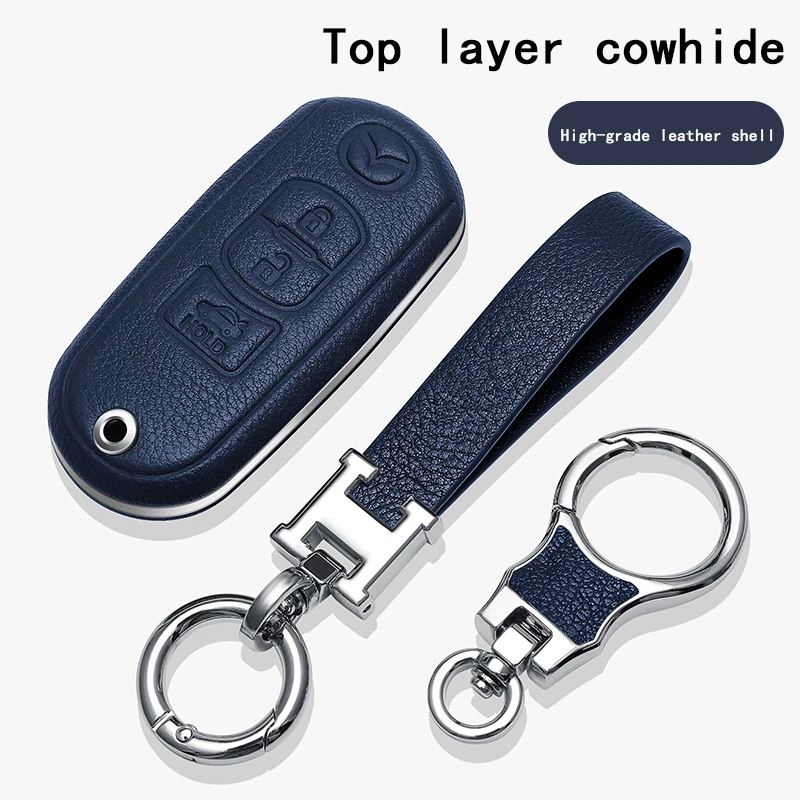 

Leather Car Key Case For Mazda 3 6 CX9 CX3 CX5 CX7 Speed Smart Keyless Remote Fob Protector Cover Keychain Bag Auto Accessories