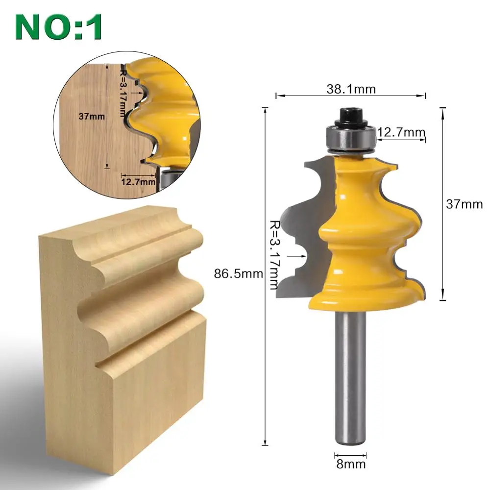 1PC 8mm Shank Casing & Base Molding Router Bit Set CNC Line knife Woodworking cutter Tenon Cutter for Woodworking Tools image_1