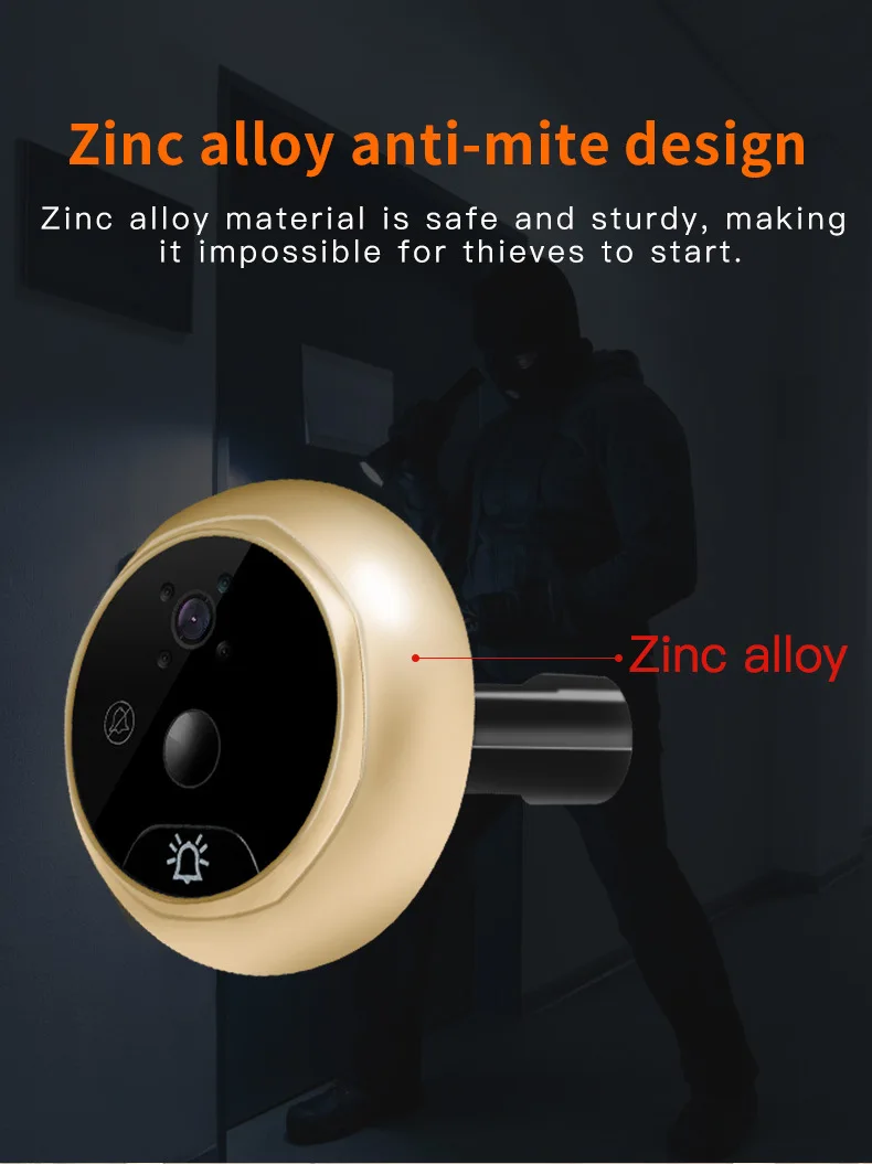 wireless door intercom 4.3 inch Digital Peephole Camera Doorbell Photo Video Door Viewer PIR Motion Detection Wide Angle Home Security Smart View Bell two way audio intercom