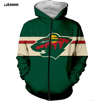 

2020 fashion new 3D Printed MINNESOTA Zip hoodie Print trendy Harajuku Sweatshirt Hockey Team Sportswear Zip hoodie pullover
