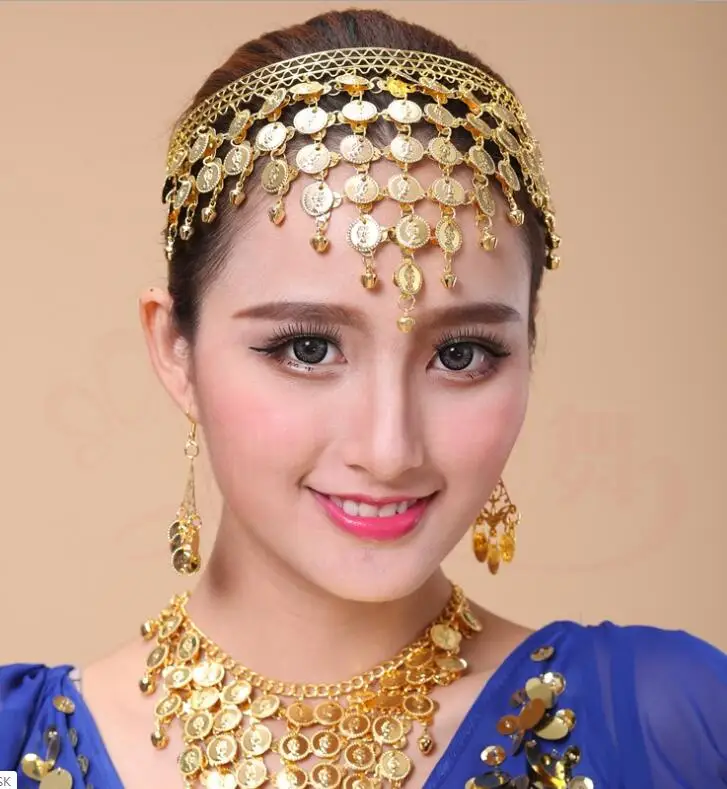 Jewelry accessories hair accessory hair headdress indian jewelry head Bohemian Boho Coin Beautiful accessories Indian dance performances beaded women head chain jewelry