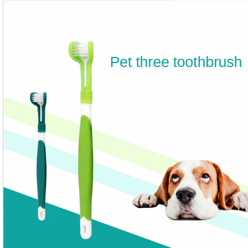 

Pet Supplies Pet Toothbrush Three-Head Toothbrush Multi-Angle Brushing Teeth Cleaning To Remove Bad Breath Dog Toothbrush