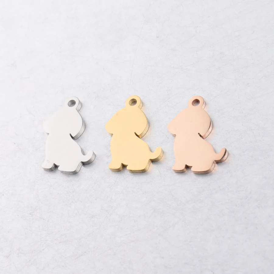 

Fnixtar 20Pcs Cute Dog Charms Mirror Polish Stainless Steel Charms For DIY Making Necklace Keychain Pet Custom Name Logo Jewelry