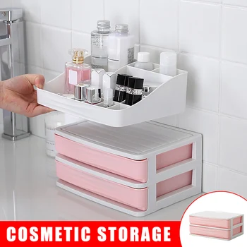 

Desktop Storage Box Cosmetic Makeup Organizer with Drawer Lipsticks Holder Plastic Sundry Storage Case VJ-Drop