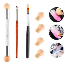 Комплект из 3 предметов, для ногтей губки ручки с кисточками комплект, 3 разных для ногтей с двумя головками губки для рисования по индивидуальным заказам с 4 сменными головками