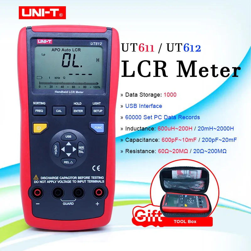 Medidor Digital de LCR de UNI T serie UT611 UT612, factor de calidad