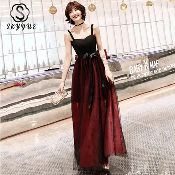 

Patchwork A-Line Robe De Soiree FR350 Boat Neck Banquet Dresses For Women Sleeveless Formal Gowns Spaghetti Strap Vestidos 2020