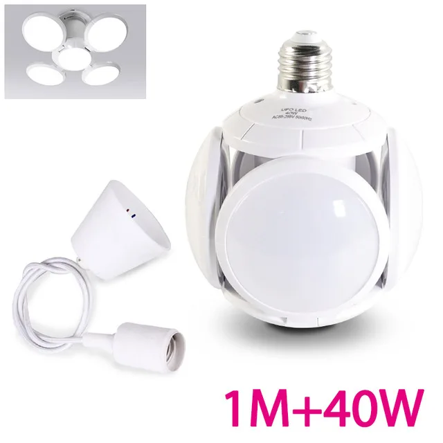 LED Bulb E27 40W 9W Cold White Warm White AC 220V 240V Bombilla Spotlight Lampada LED light football UFO lamp LED Bulb for home - Испускаемый цвет: Folding Bulb 1M 40W
