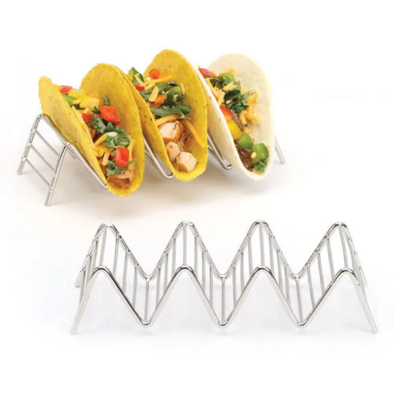 

Stainless Steel Mexican Pizza Rack Nordic Style Food Rack with Seasoning Cup Simple Restaurant Dessert Rack Kitchen Accessories