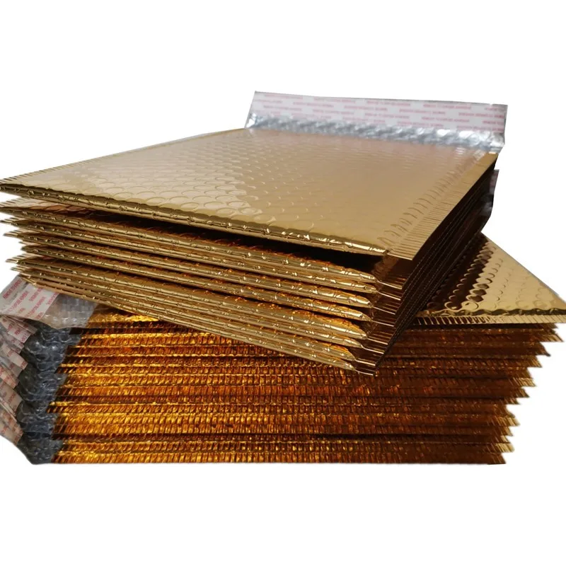 50/30/10/5 Uds chapado en oro de papel bolsas de sobres de burbujas sobres acolchados de envío sobre burbuja bolsa de correo diferente cantidad