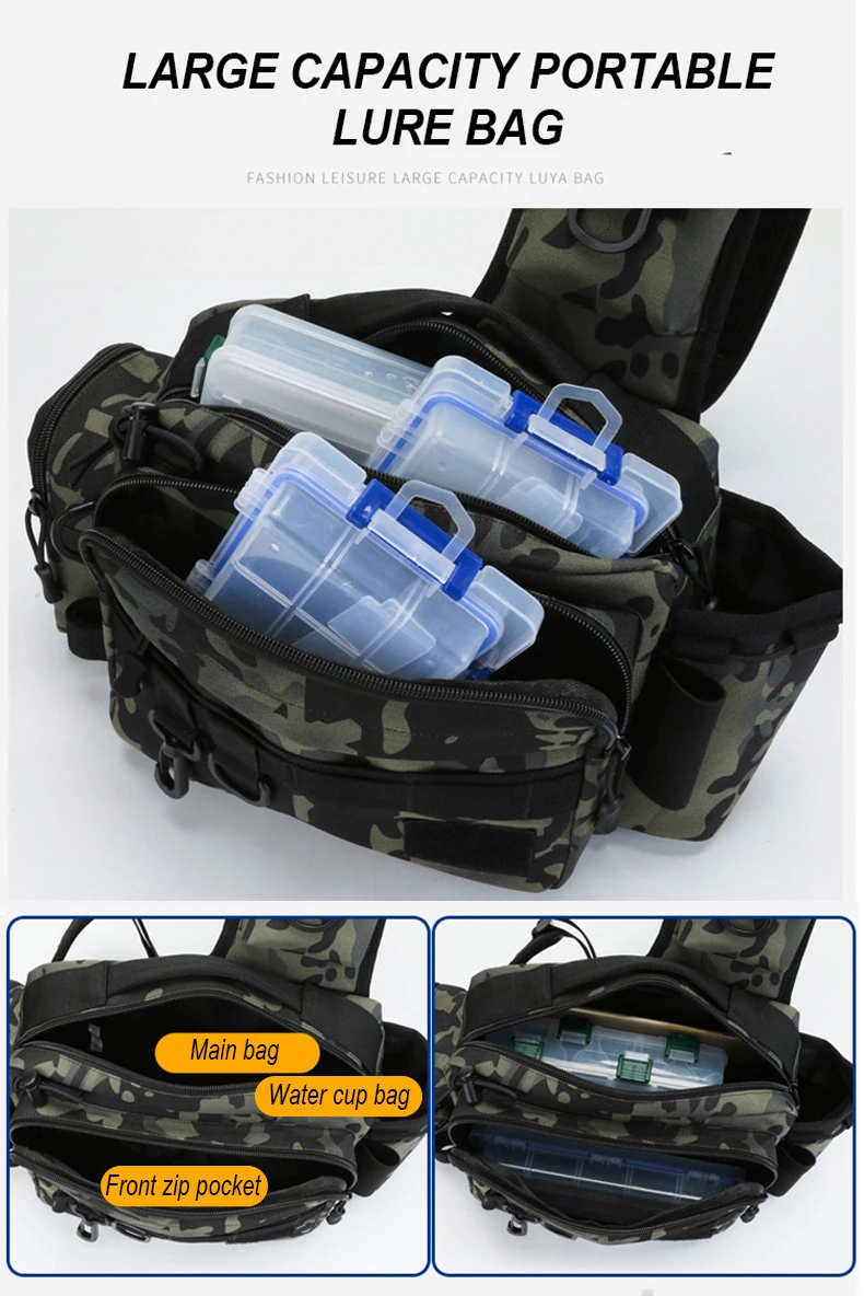 Multifunctional Fishing Tackle Bags Single Shoulder Crossbody Bag Waist ...
