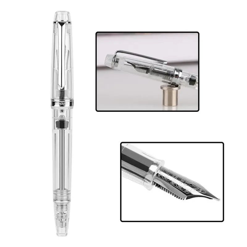 

1pc Transparent Fountain Pen Demonstration Negative Tip Ink Calligraphy Pressure Knife Writing Gift Pen Pen Sharp Students Z5D2