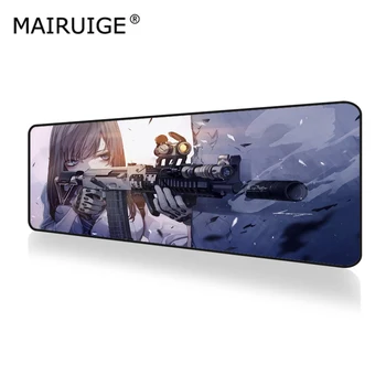 

Anime Girl with Gun Gaming Large Mouse Pad Gamer Computer Big MousePad Locking Edge Desk Mat Rubber 80x30cm/90x40cm