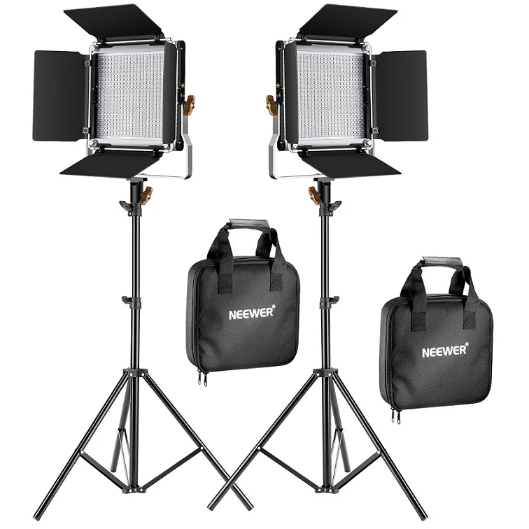 2 packs light Neewer 1 или 2 упаковки Модернизированный 480 светодиодный светильник для видеосъемки и стенд, светильник для фотосъемки, двухцветный Диммируемый светодиодный светильник с дверью сарая - Цвет: 2 packs light