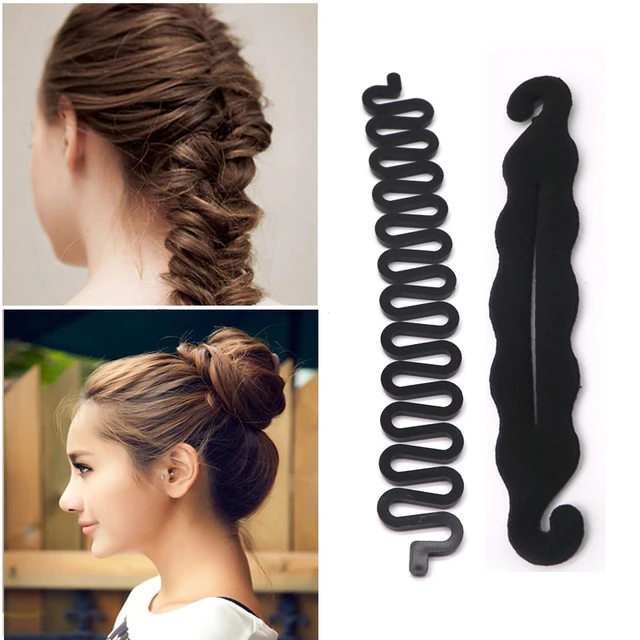 Multi-style Women Hair Accessories DIY Hair Styling Braiding Tools Magic Donut Bun Maker Hairstyle Braider Twist Headwear Clips 2pcs Style L