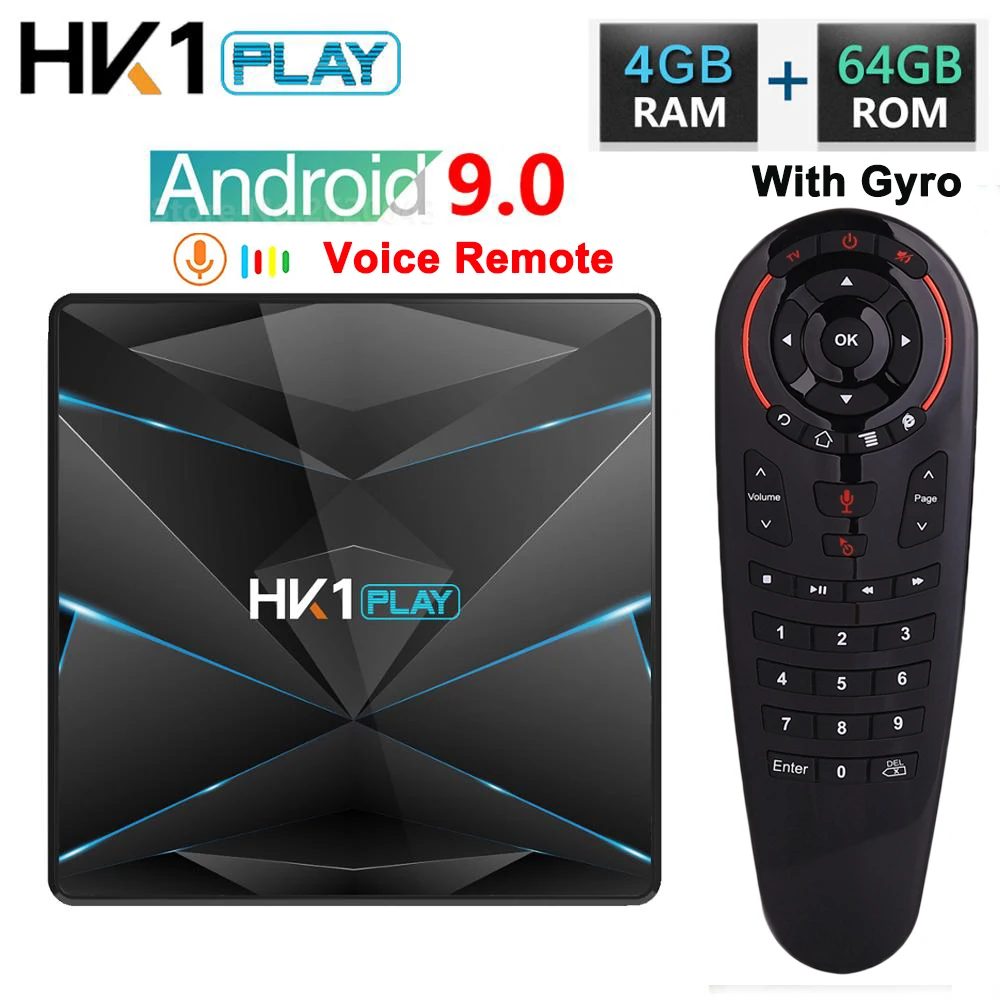 Части ТВ коробка 4 K Android 9 ТВ коробка HK1 супер RK3318 4 ядра ARM проигрыватель Google DDR4 4G 128G 2,4G/5G, Wi-Fi, Декодер каналов кабельного телевидения ТВ приемник