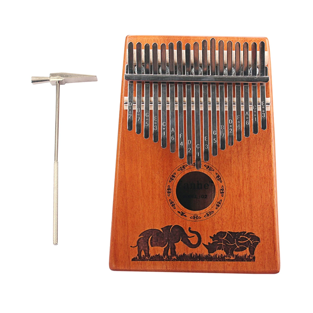 17Keys Mahogany Kalimba Mbira Natural Calimba Tuning Tool Accessory for Musical Parts 7.2x5.18x1.38inch