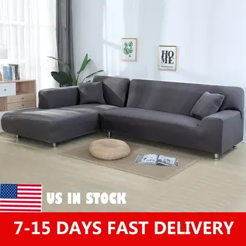

4/3/2/1 Seater L Shaped Sofa Covers Living Room Sectional Chaise Longue Spandex Armrest Slipcover Corner Sofa Covers Stretch