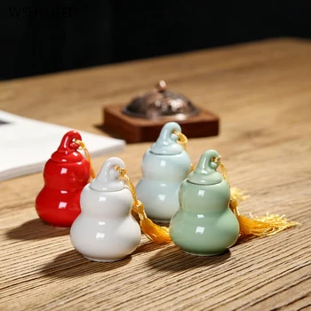 

Gourd ceramic portable travel home Ganoderma lucidum tea coffee bean biscuit candy sealed cans pill powder storage tank