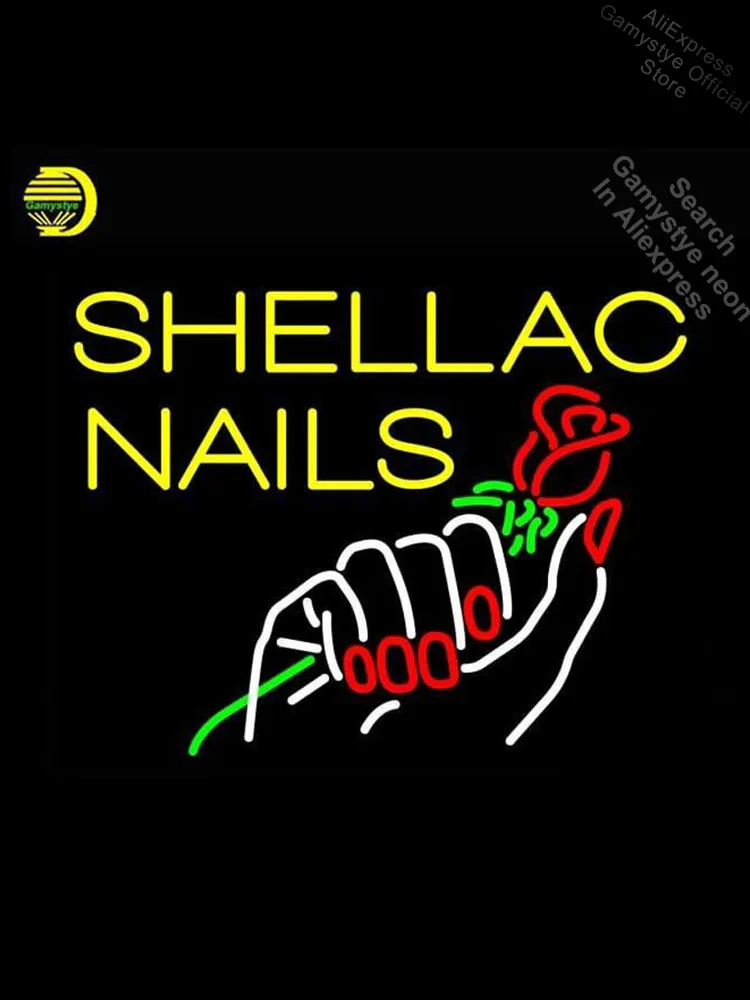 Неоновая вывеска Shellac Nails со стеклянными неоновыми знаками | Лампы и освещение