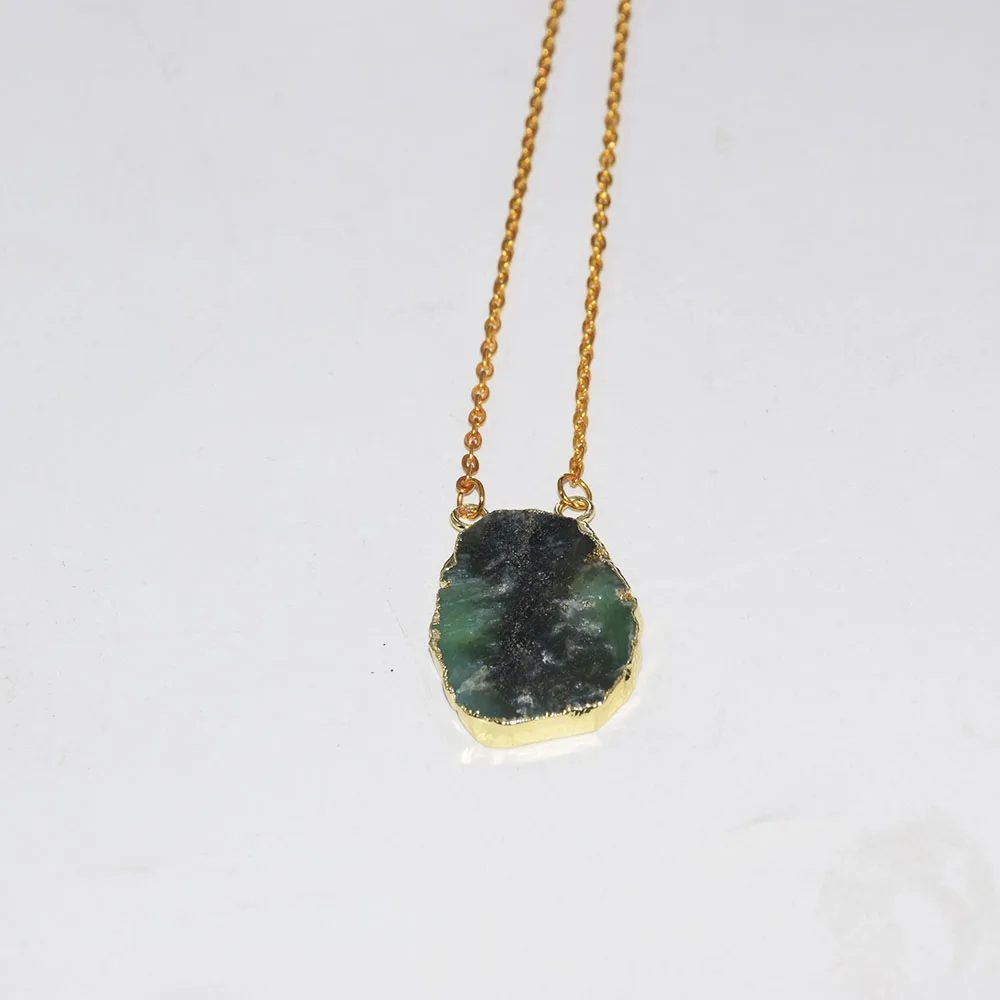 Натуральный ювелирный срез сырье Chrysoprase асимметричное звено цепи ожерелье femme Австралия камень ожерелье для женщин как подарки