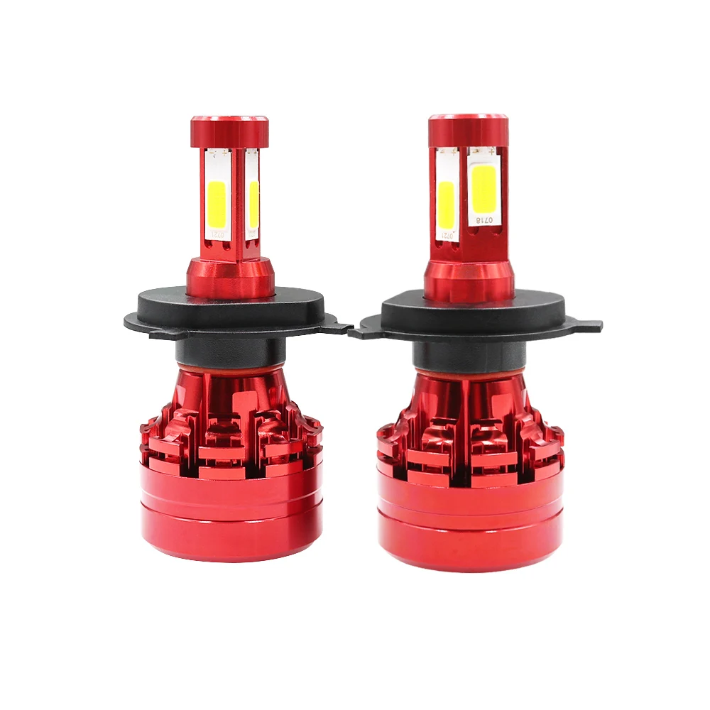 

2 Pcs LED Headlight Bulbs 6500K White 4-side of Super Bright H4 High Low Beam 60W 6000LM -2 Years Warranty