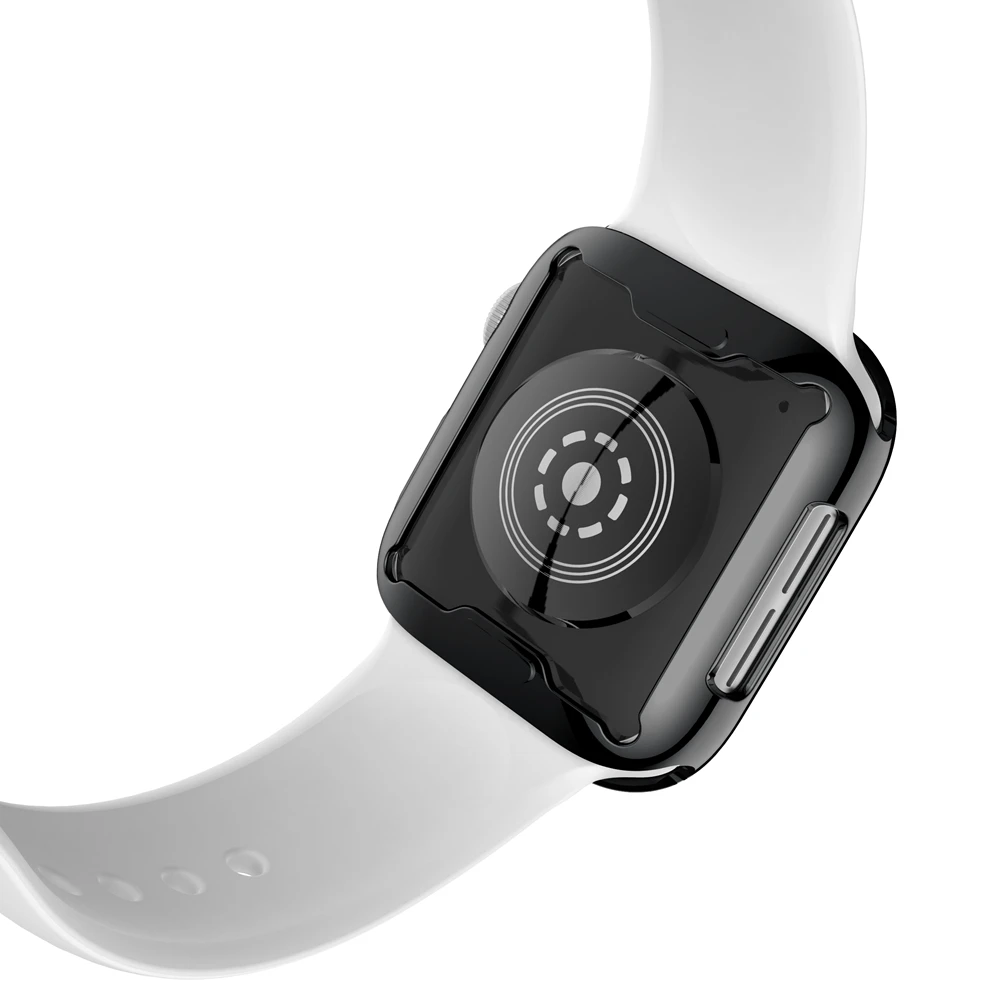 Leecnuo Прозрачная крышка для Apple Watch серии 1 2 3 4 полная из мягкого ТПУ и Экран протектор чехол для наручных часов iWatch, 44/40 мм; 42/38 мм