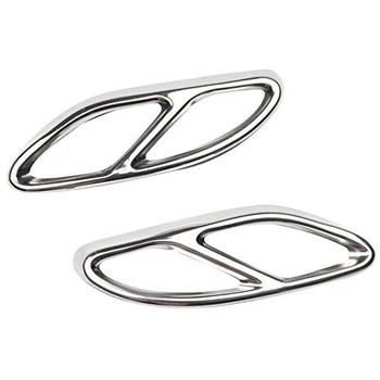 

2pcs Car Part Exhaust Trims Rustproof Steel Easy Install Durable Cover Gloss Silver Replacement Frame For Benz GLC C E-Class