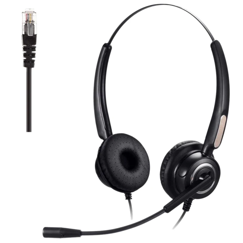 4 Pin RJ9 Call Center Office Noise Cancelling Corded Headset Headphone with Microphone