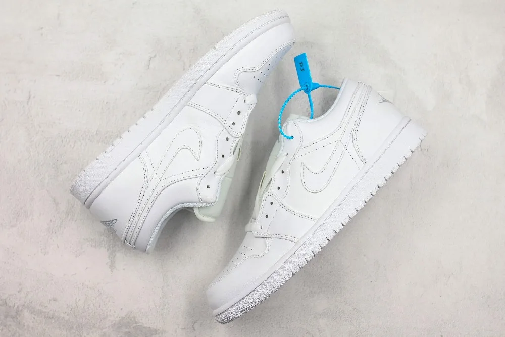 Оригинальные мужские кроссовки NIKE Air Jordon 1 Low AJ1, белые мужские повседневные баскетбольные кроссовки 553558-170