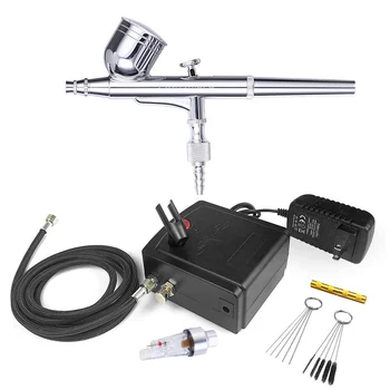 

VEDA Airbrush With Compressor Kits(No Automatic Shutdown) 0.3mm Airbrush Spray Gun + Cleaning Tools for Makeup Nail Art Painting