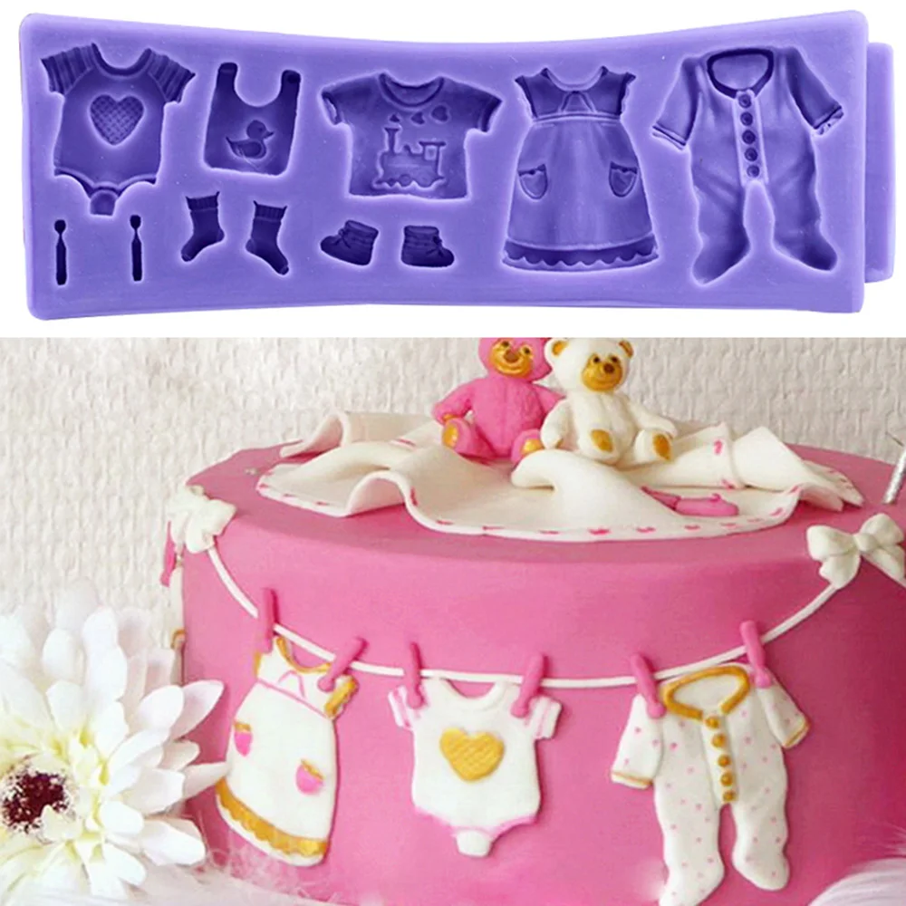 New 3D Baby Clothes DIY Silicone Mold Kitchen Fondant Cake Moulds Chocolate Candy Baking Tools Wedding Decorating | Дом и сад