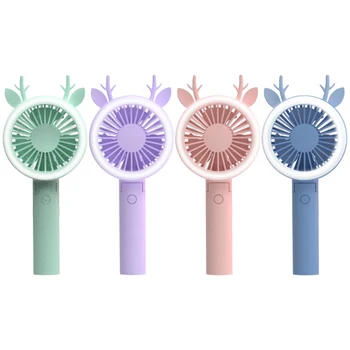 

Air Fan Handheld USB Rechargeable Fans LED Light Portable Air Cooling Fan Mini Desktop