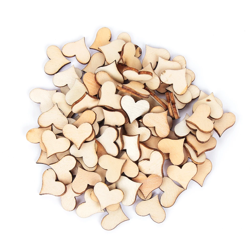 Heart 100pcs 1 мешок 10 мм-50 мм необработанные деревянные круглые круги кольцо ремесло карты Изготовление Скрапбукинг Искусство декоративные DIY украшения - Цвет: Heart 100pcs