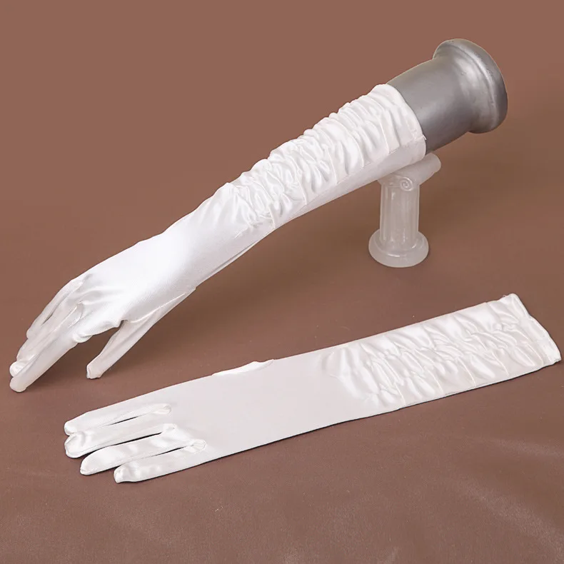 

Wedding Bridal Hand Gloves Finger Elbow Ivory Satin Simple Cheap Wedding Accessories Mariage