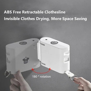 

New Wall Mounted Retractable Clothesline Indoor Outdoor Laundry Hanger Bathroom Dryer Organizer Telescopic Clothes Drying Rack