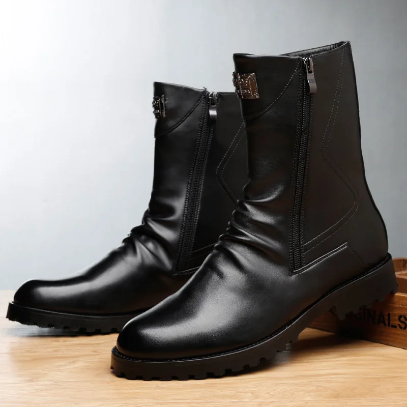 

2019 Spring Hight-top MEN'S Shoes Trend British-Style Leather Boots Men's Korean-style Combat Boots Casual Genuine Leather Marti