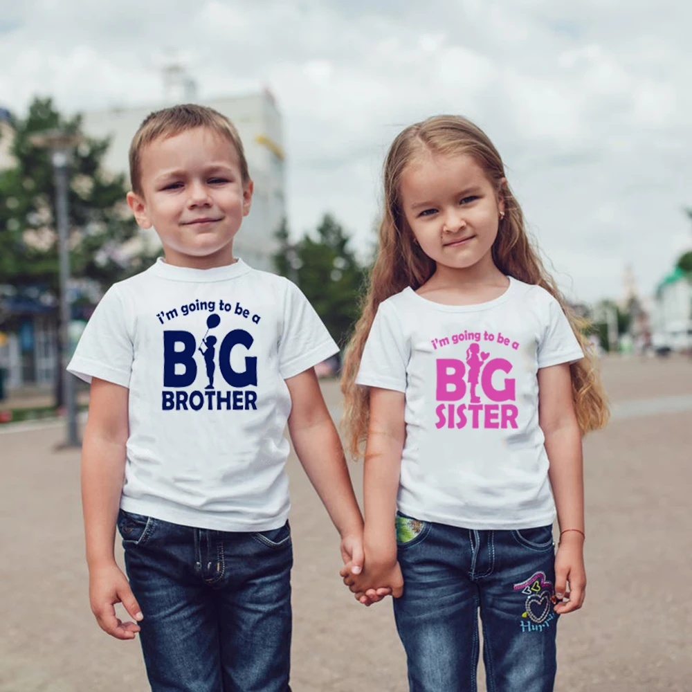 Детская модная футболка с надписью «I'm Going To Be A Big Sister/brother» для мальчиков и девочек Забавные повседневные белые футболки для малышей с короткими рукавами