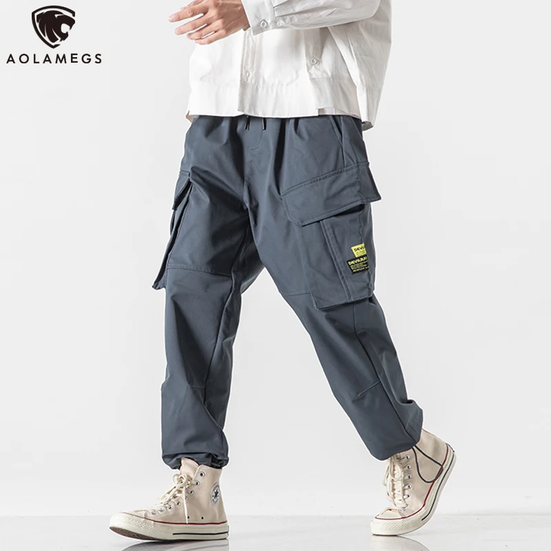 

Aolamegs Winter Pants Men's Trousers Japanese Loose Sports Pants Reflective Shoelace Drawstring Streetwear Casual Joggers Men