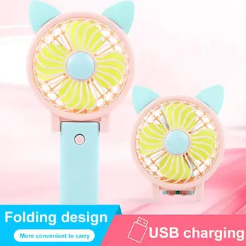 

ABS Summer Mini Cooling Fan USB Mini Fan Handheld Cute Home Outdoor Ear Fan Portable Travel Cartoon