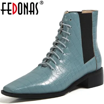 

FEDONAS Fashion Quality Side Zipper Shoes Woman Genuine Leather High Heels Ankle Boots For Women Wedding Office Lady Boots Boots