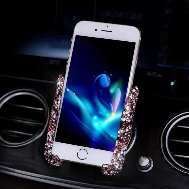 Phone Holder Women Diamond Crystal Car Air Vent Mount Holder Mobile Phone Holder Stand in Car Bracket Interior Accessories