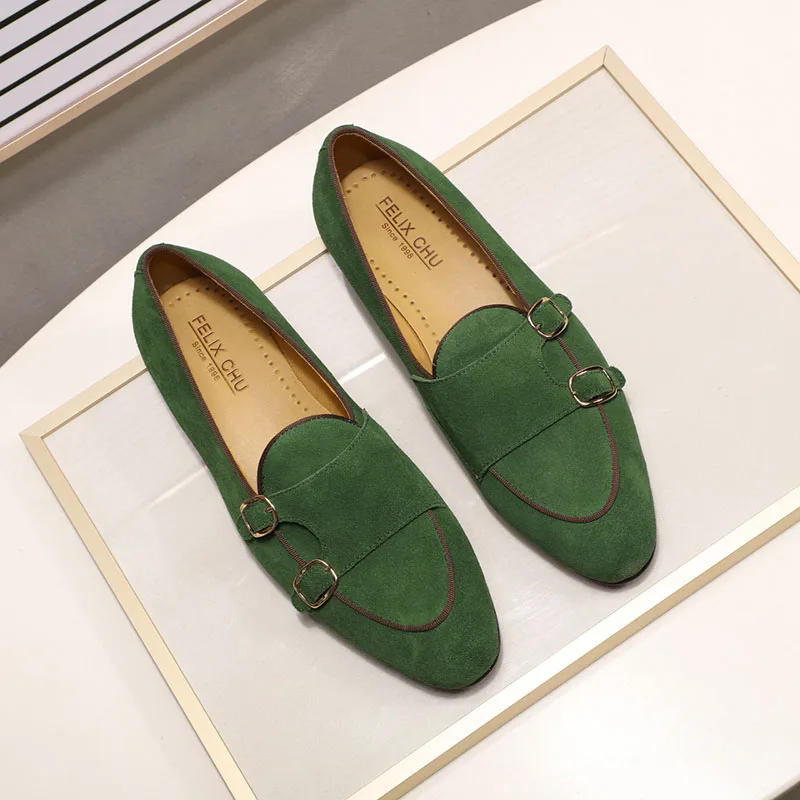  FELIX CHU hommes mocassins en daim messieurs mariage fête décontracté sans lacet chaussures noir ma