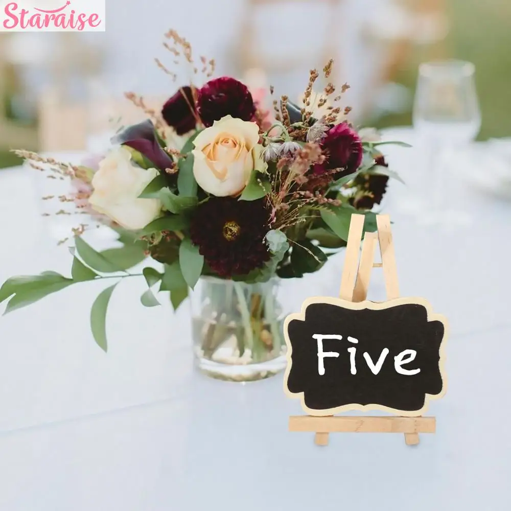

Staraise Mini Wooden Small Wedding Blackboard Easel Parties Food Signs Price Tags Wood Framed DIY Decoration For Wedding Party