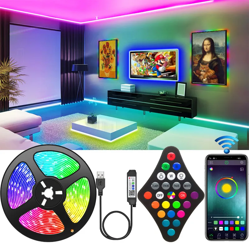 Светодиодная лента RGB 2835 с 99 кодами USB адаптер для подсветки телевизора совместим