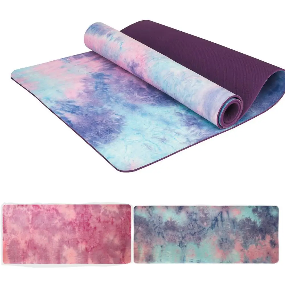 

183X66cm suede Tie-dye Non-slip TPE yoga mat widened Pilates Exercise Pads 5mm Absorb Sweat Odorless