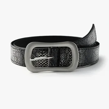 

2020 New Designer Women's Wide Black Snakeskin Pu Leather Belt Waist Band Vintage Snake Skin Waist Belts for Women Jeans Cinto