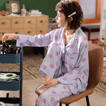 

2020 Floral Print Pajamas For Women Cardigan Turn-down Collar Sexy Top+Pants Pajamas Set Button Casual Sleepwear Femme Homewear