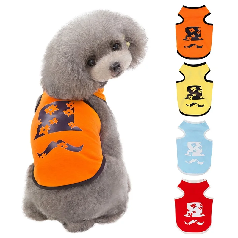

Pet Cotton Vest Spring Summer dog clothes Moustache Flowers Printed Clothes For Small and Medium Dogs Shirt Ropa Para Perros Z